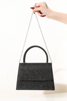 Bolsa negra con diseÃ±o en brillos 